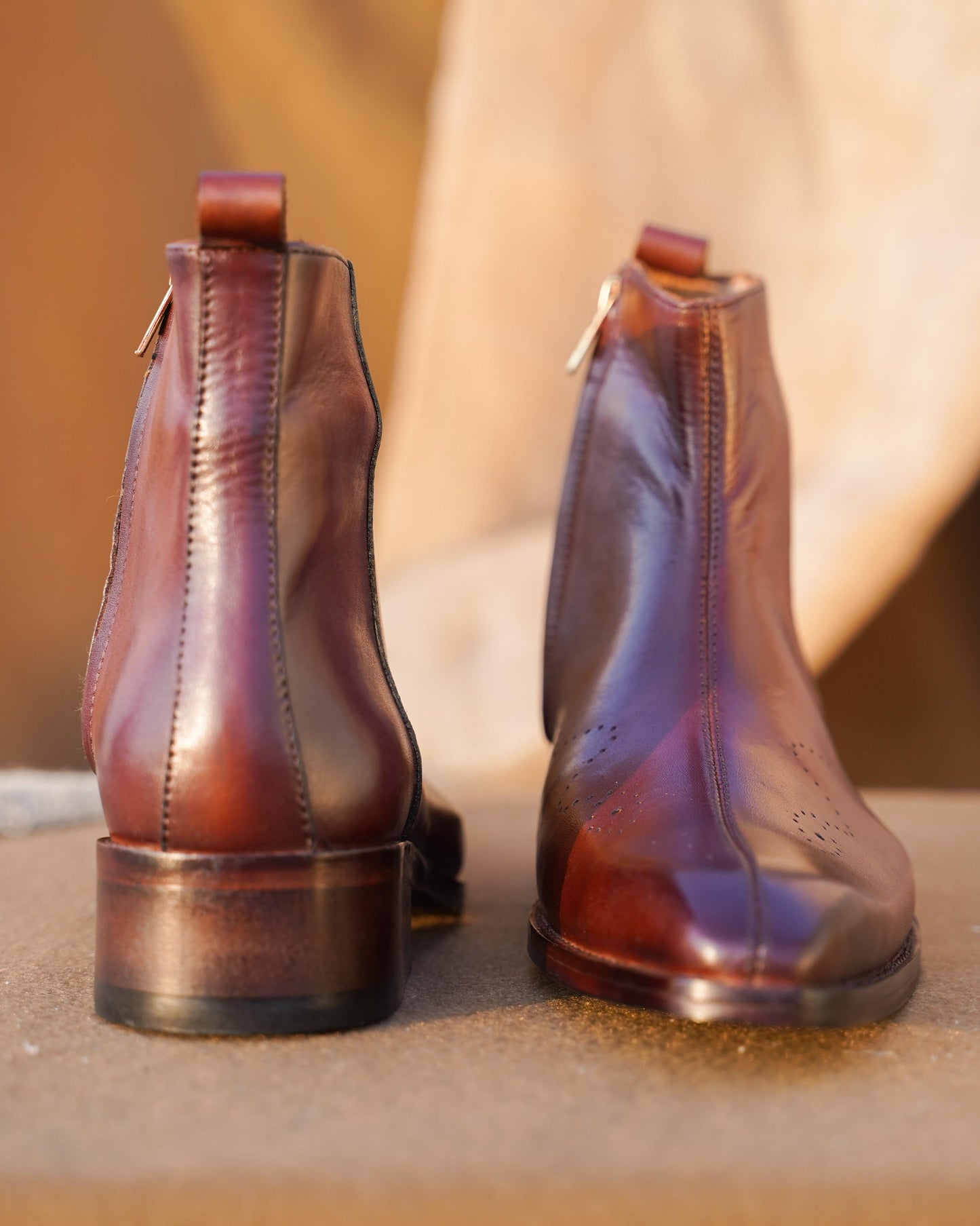 Zipper Tan Leather Boot