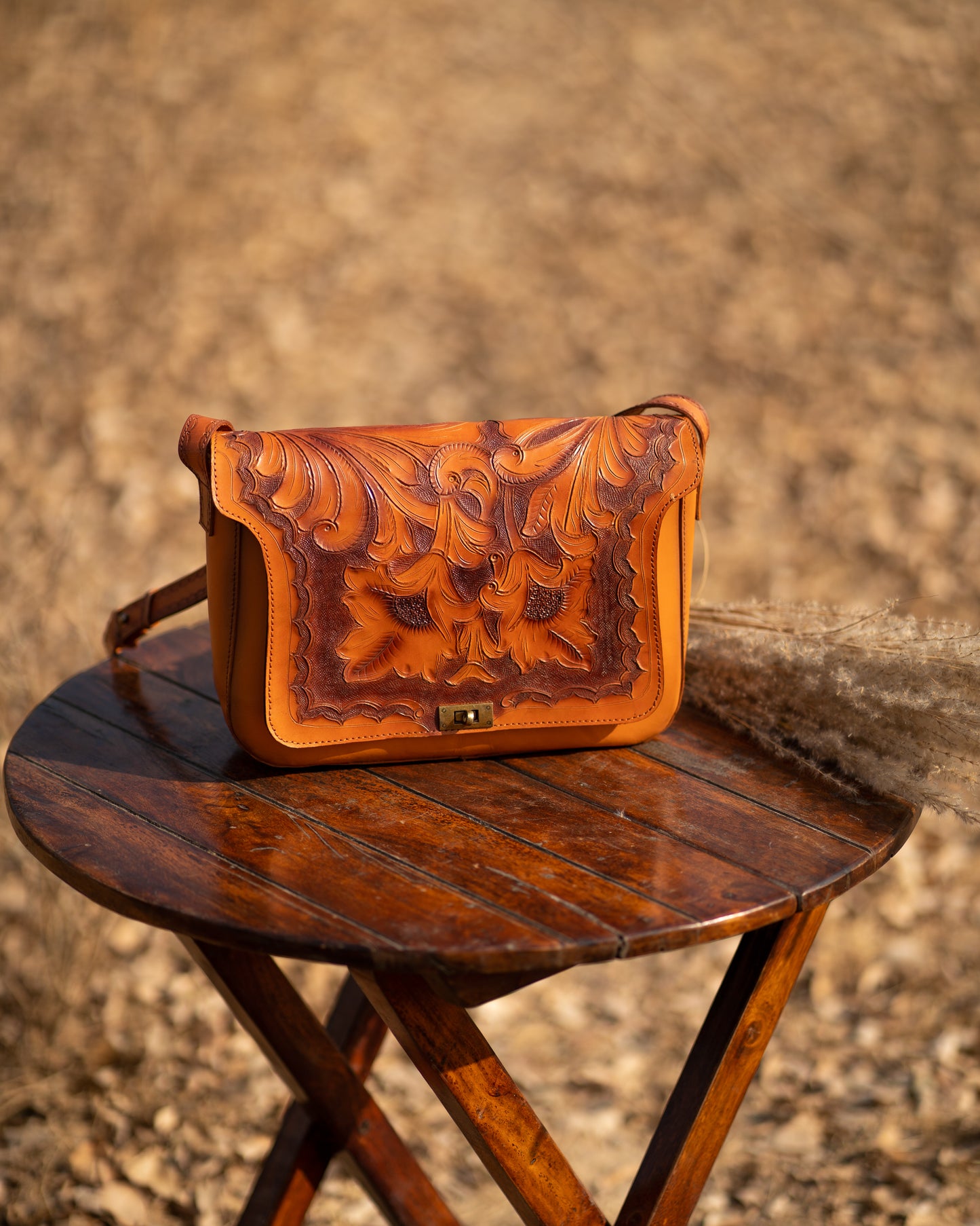 Tan Tooled Women Bag
