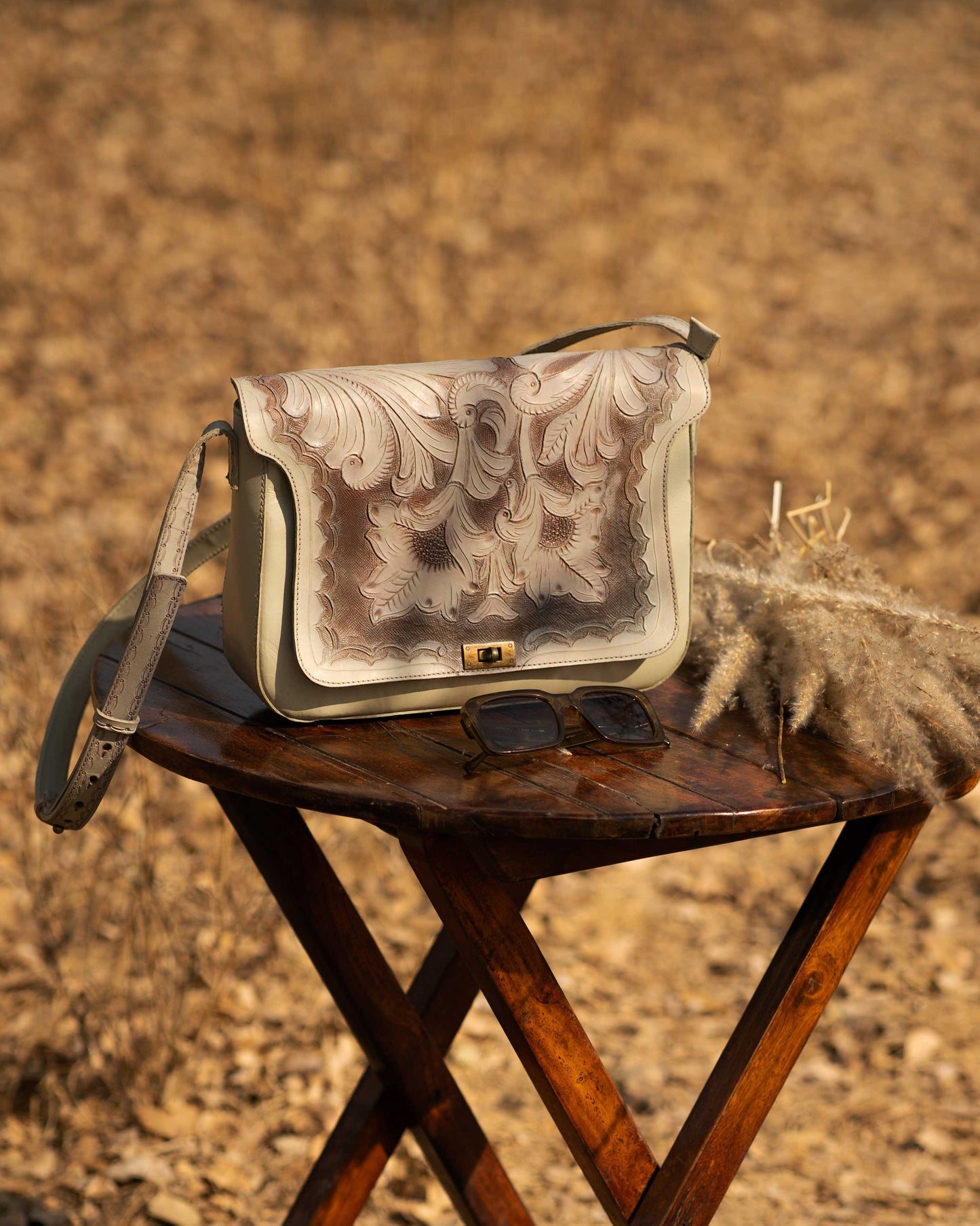 Grey Tooled Women Bag