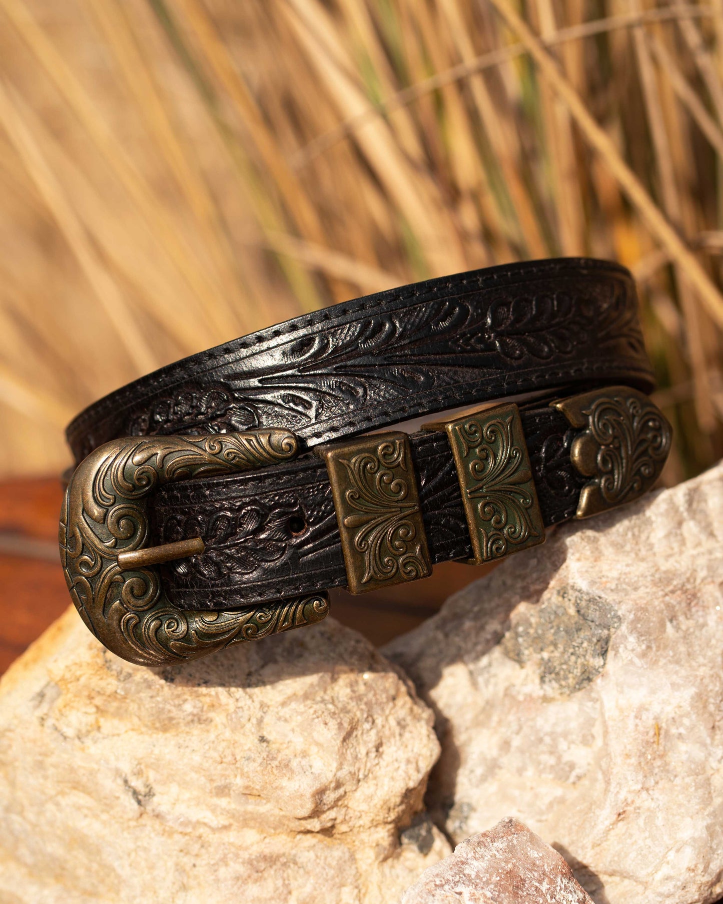 Black Tooled Belt