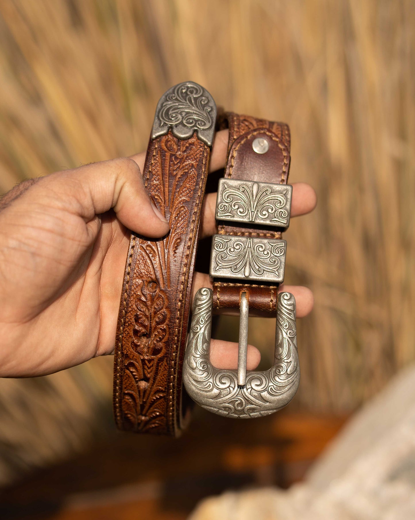 Tan Tooled Belt