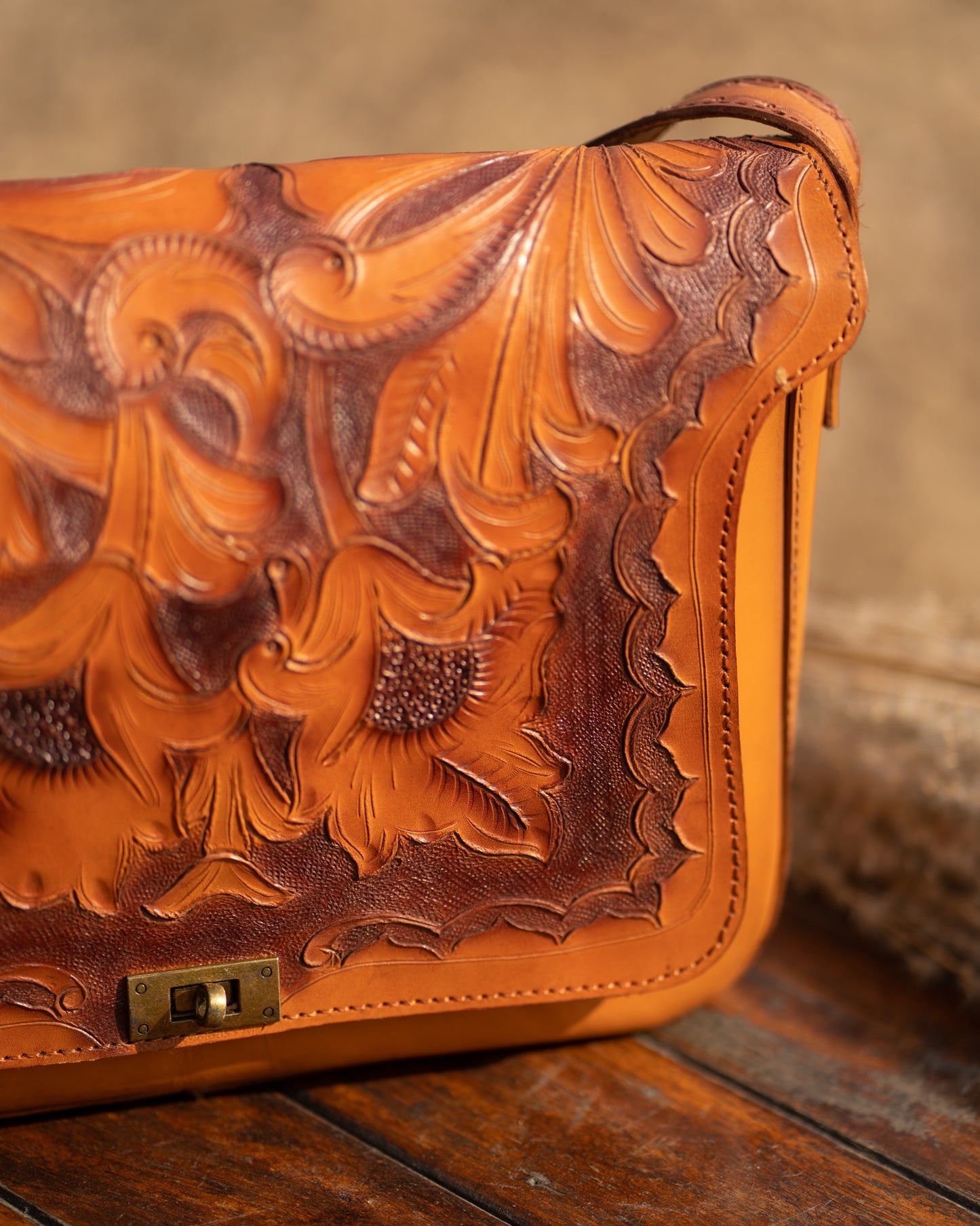 Tan Tooled Women Bag