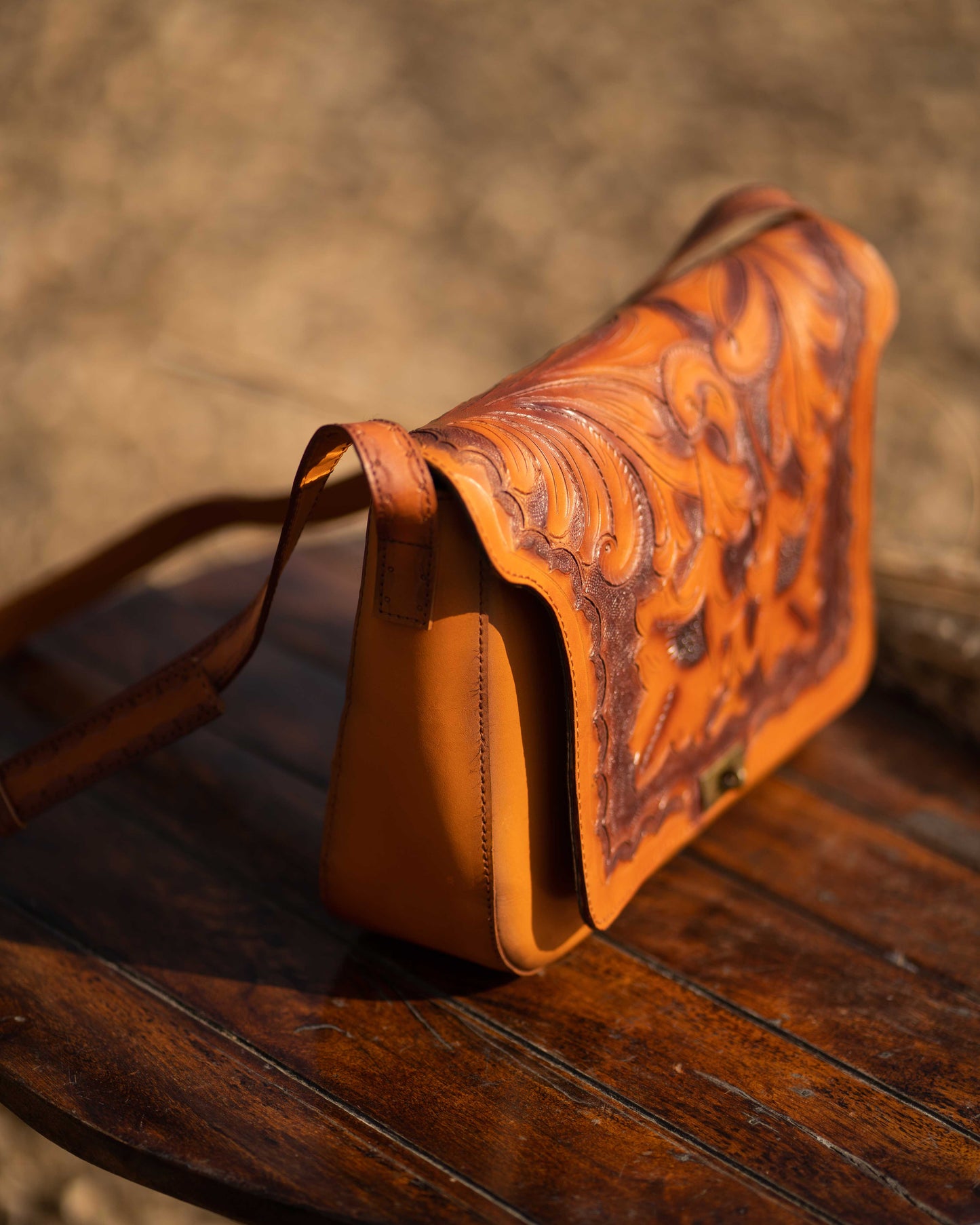 Tan Tooled Women Bag