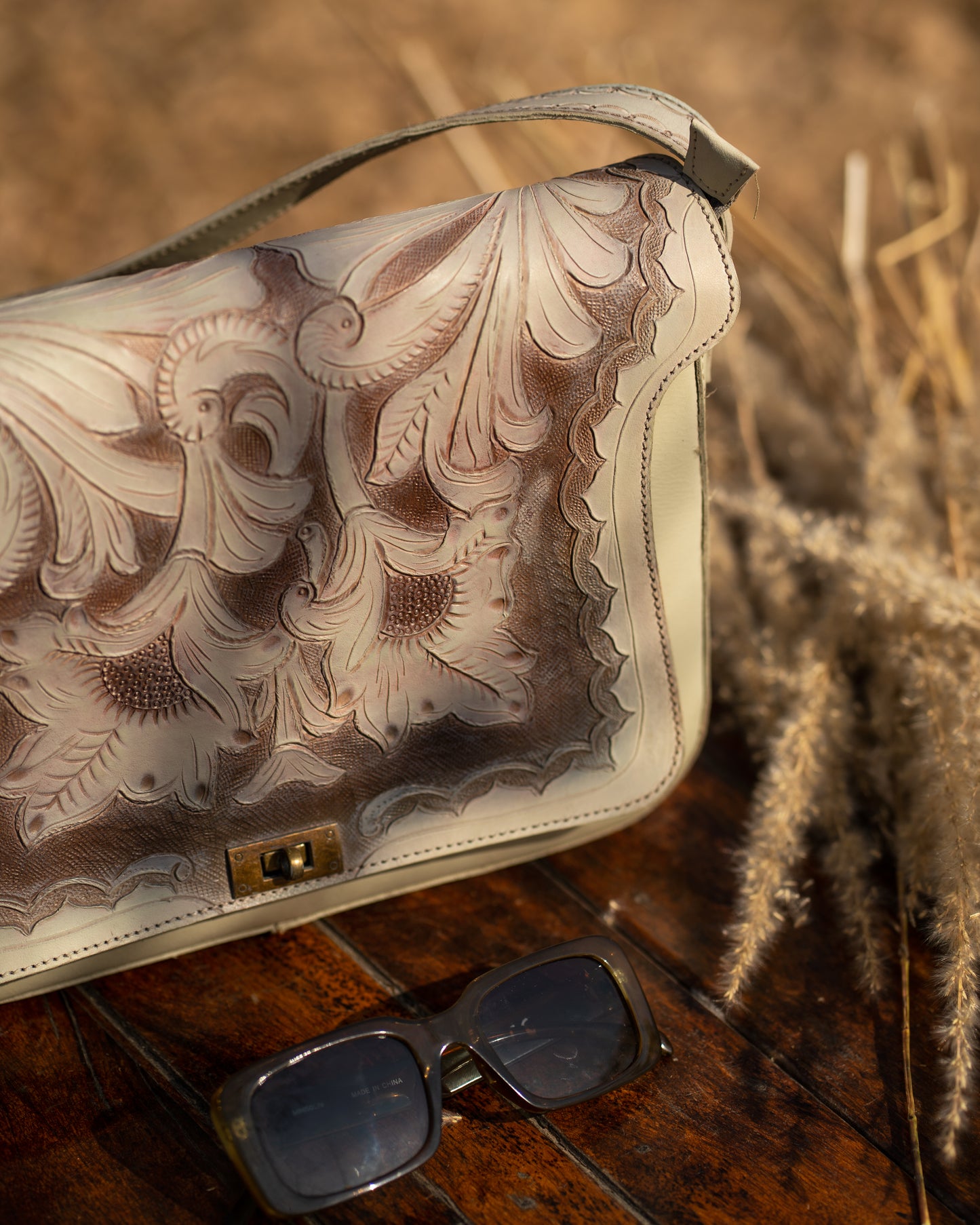 Grey Tooled Women Bag