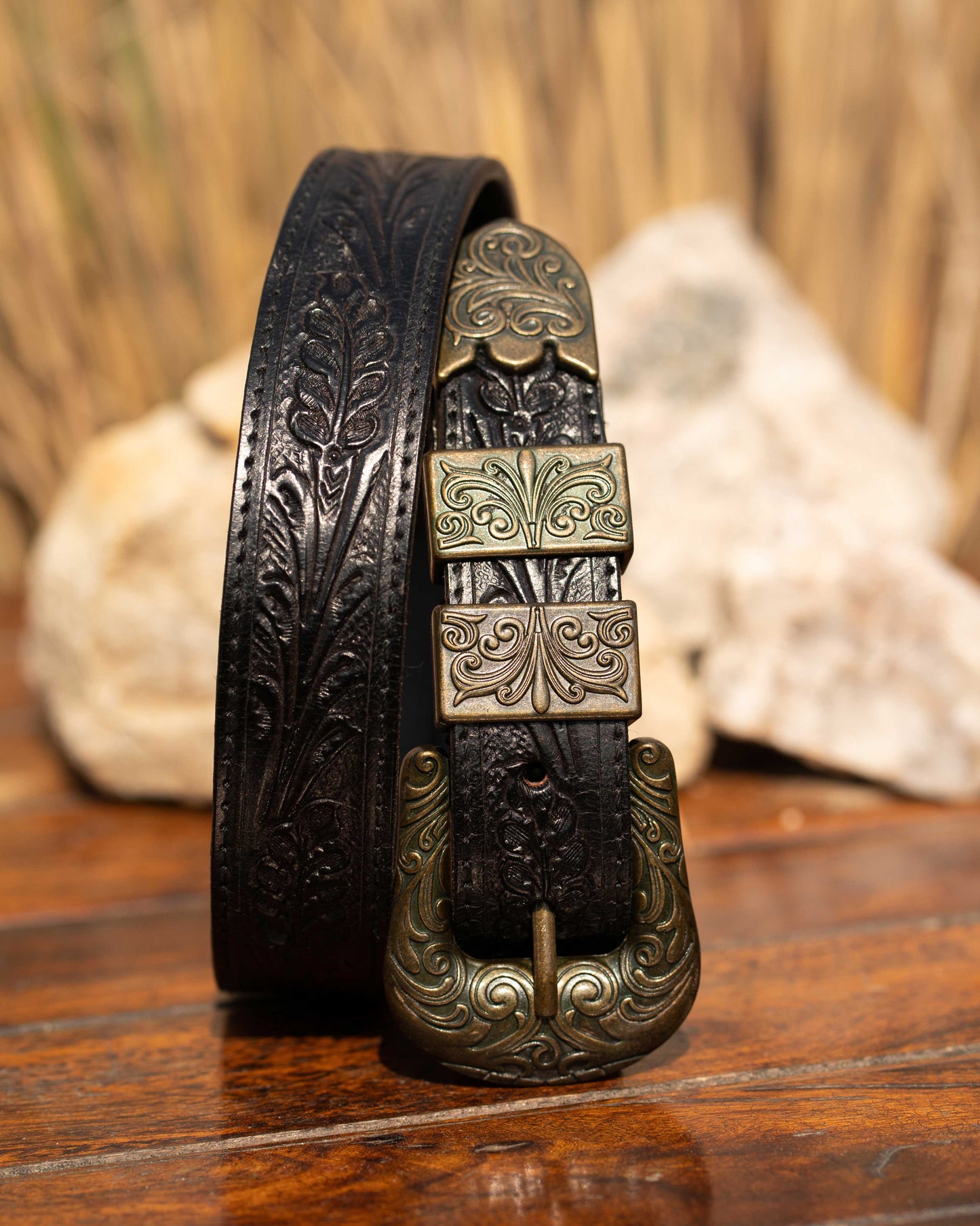 Black Tooled Belt