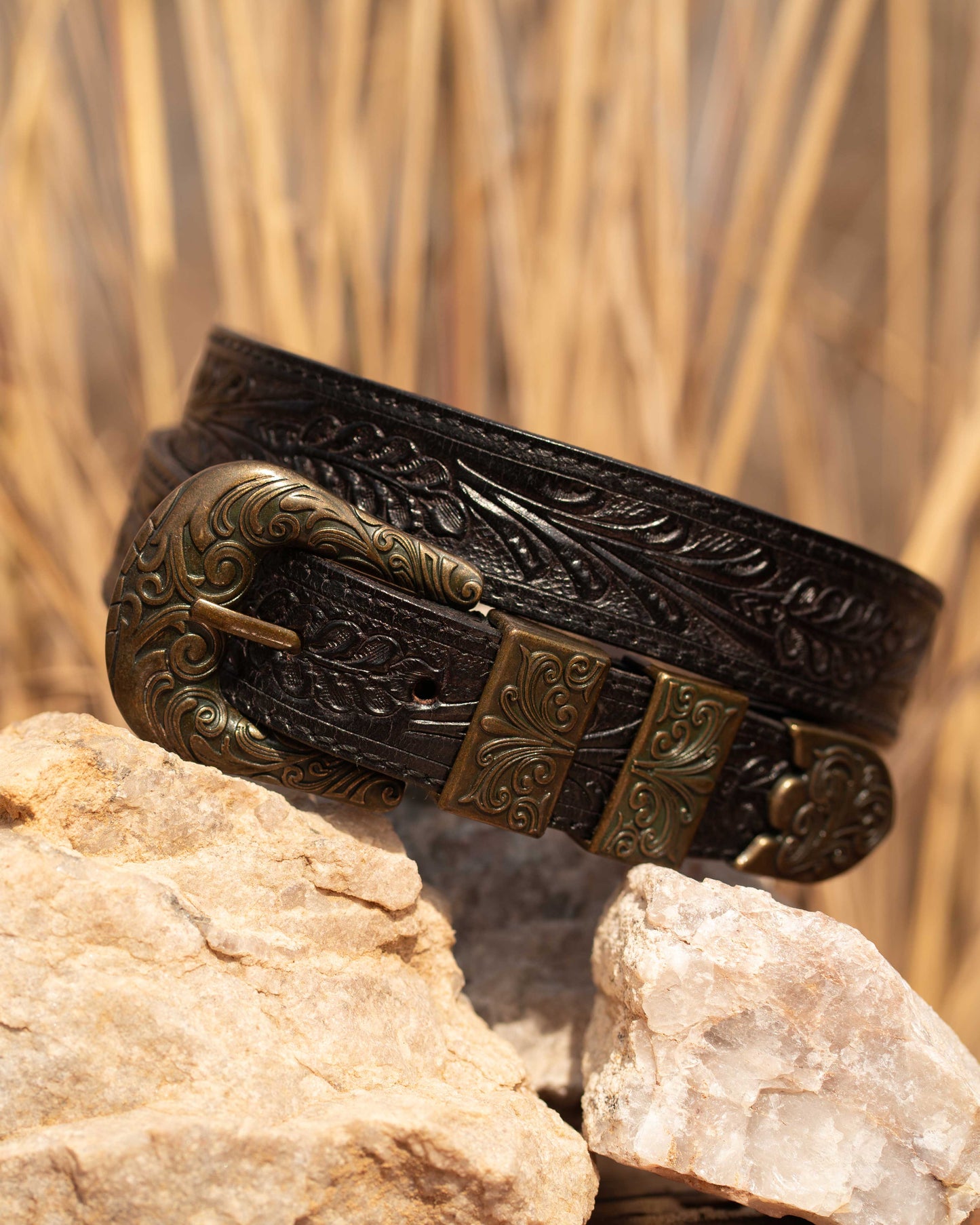Black Tooled Belt