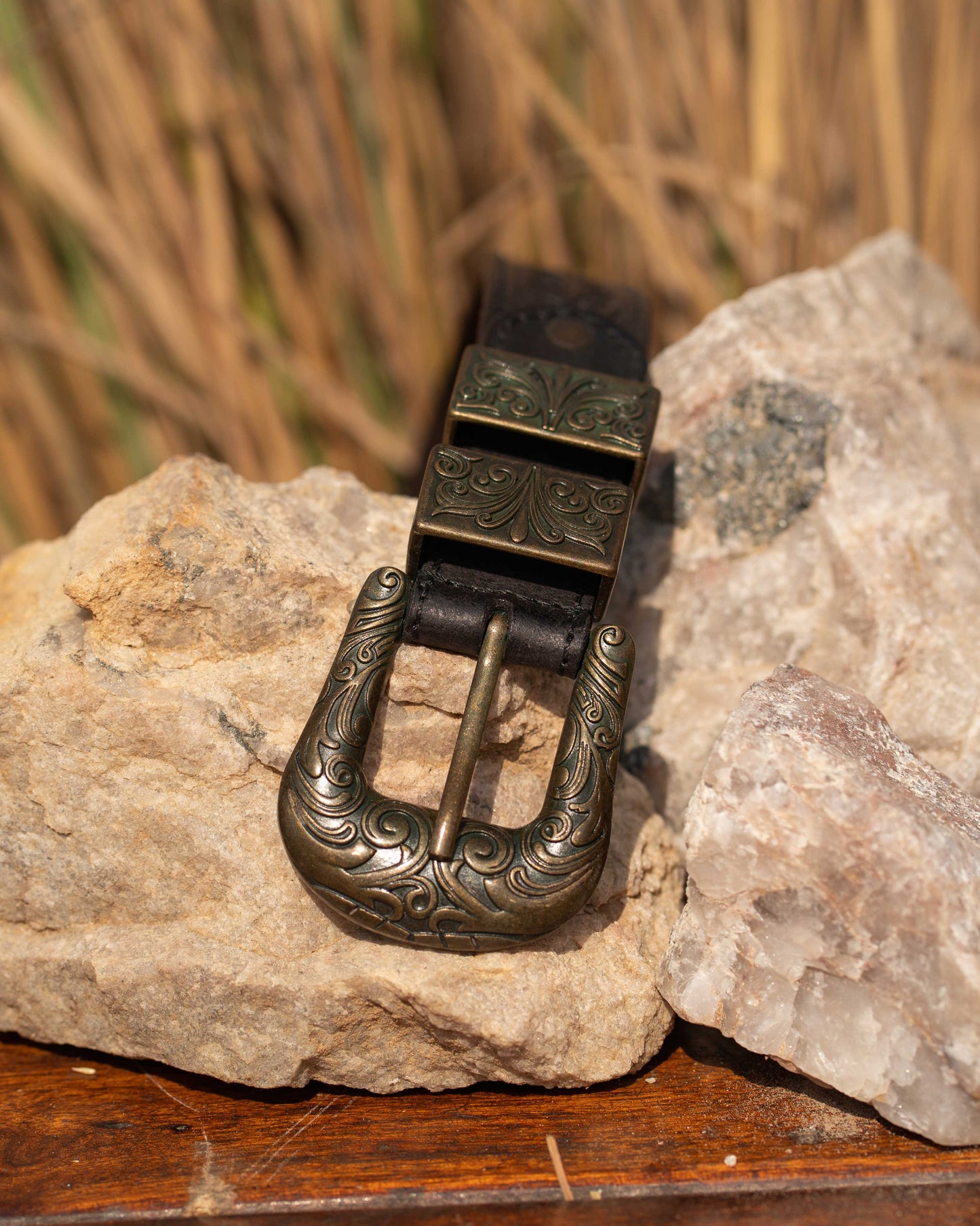 Black Tooled Belt
