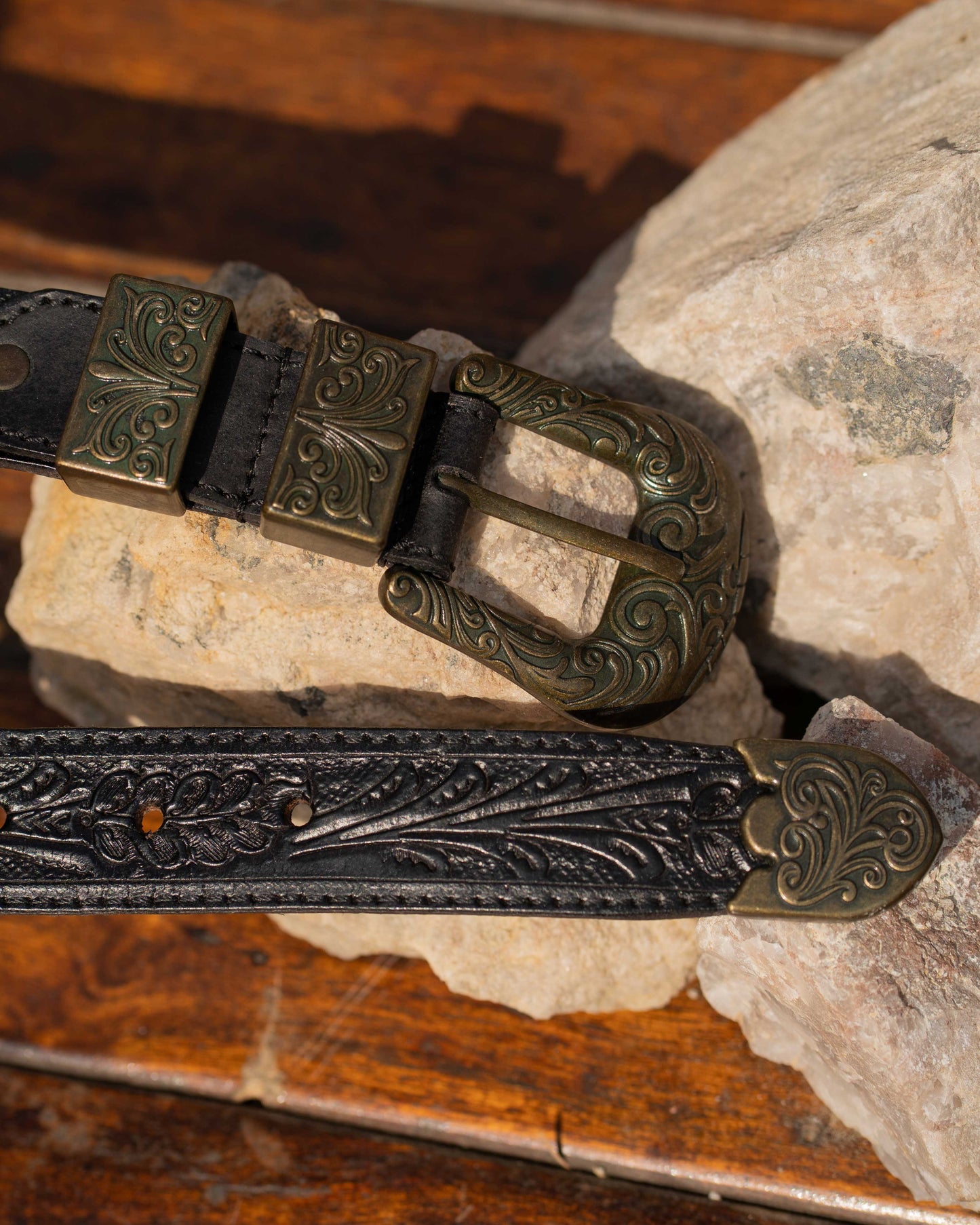 Black Tooled Belt
