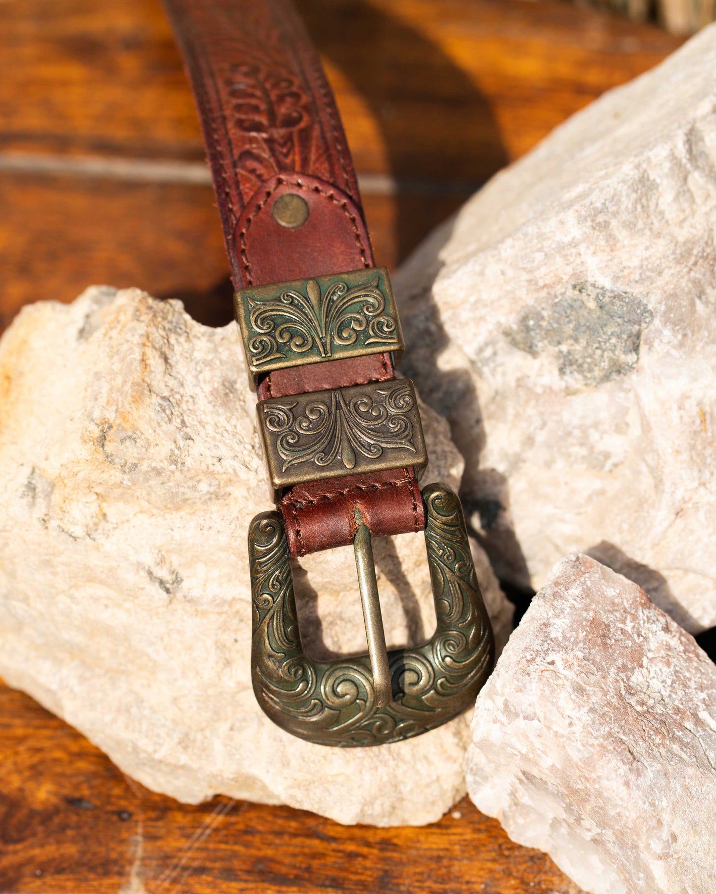 Red Wine Tooled Belt