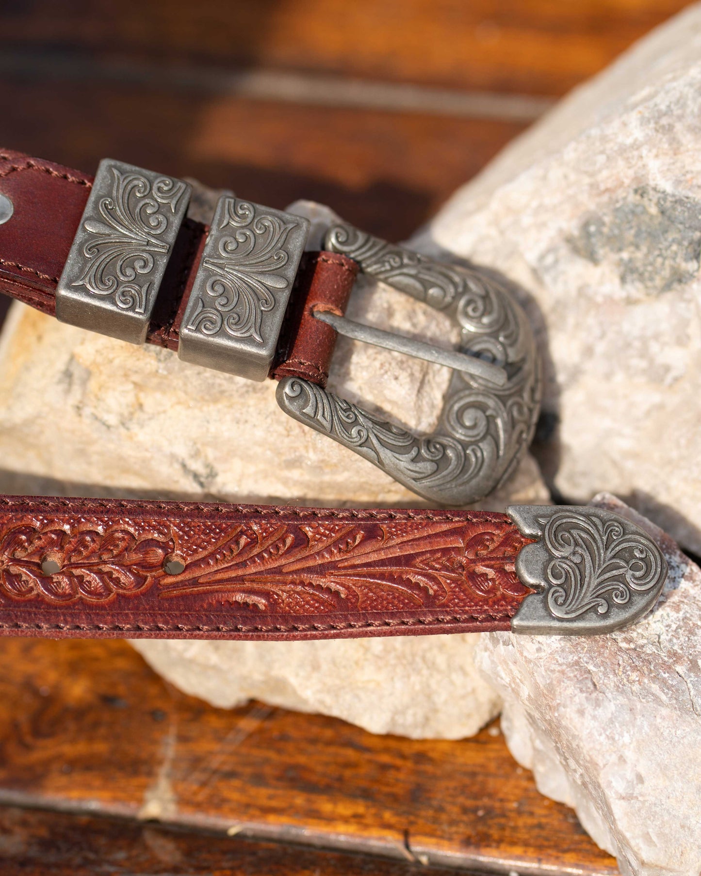 Red Wine Tooled Belt