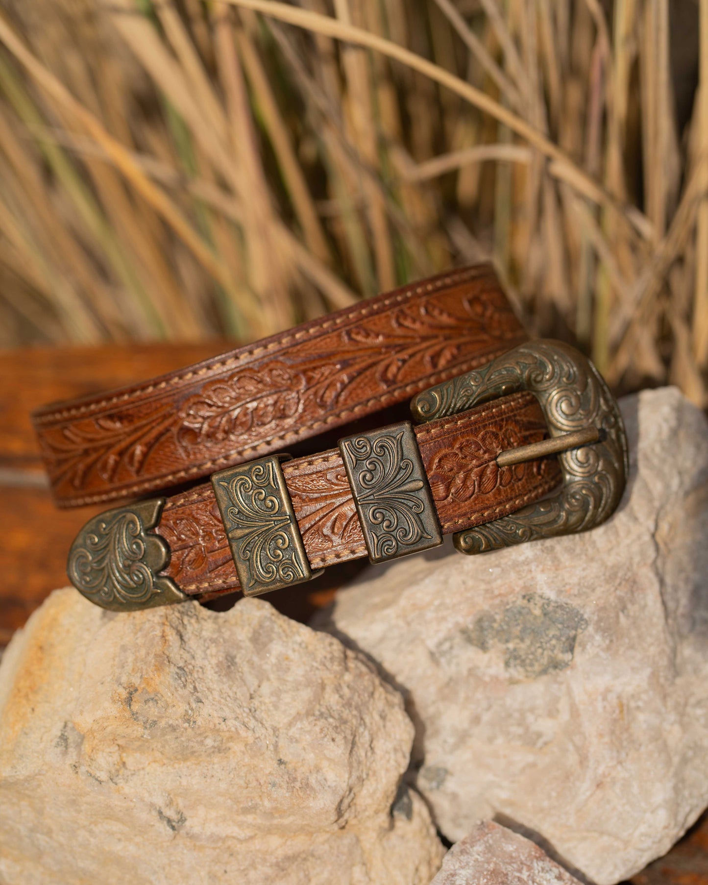 Tan Tooled Belt