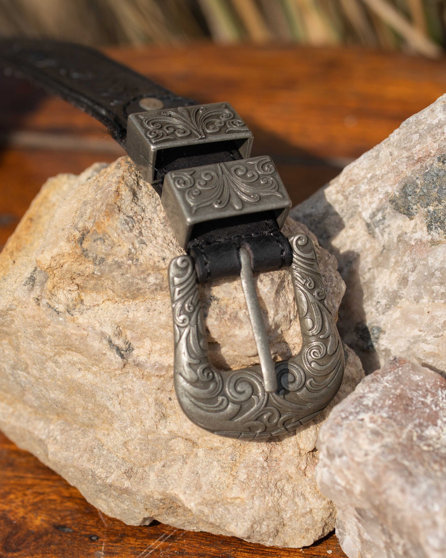 Black Tooled Belt