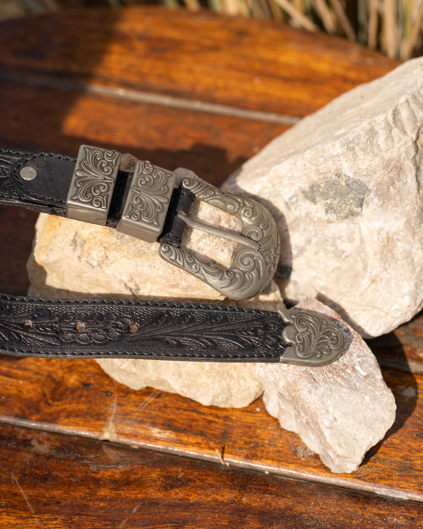 Black Tooled Belt