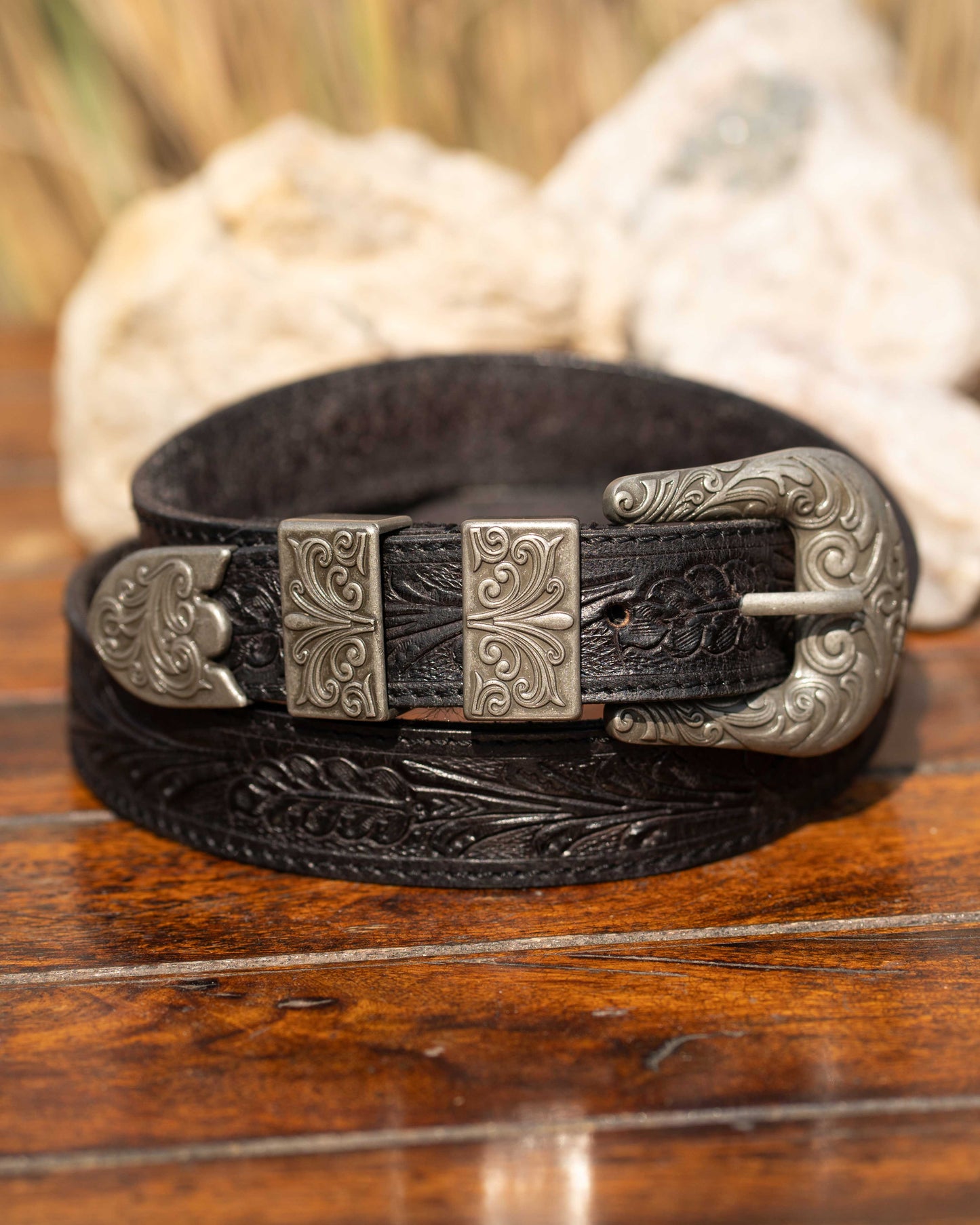 Black Tooled Belt